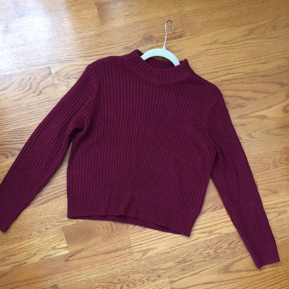 H&M Divided Burgundy Mock Neck Sweater